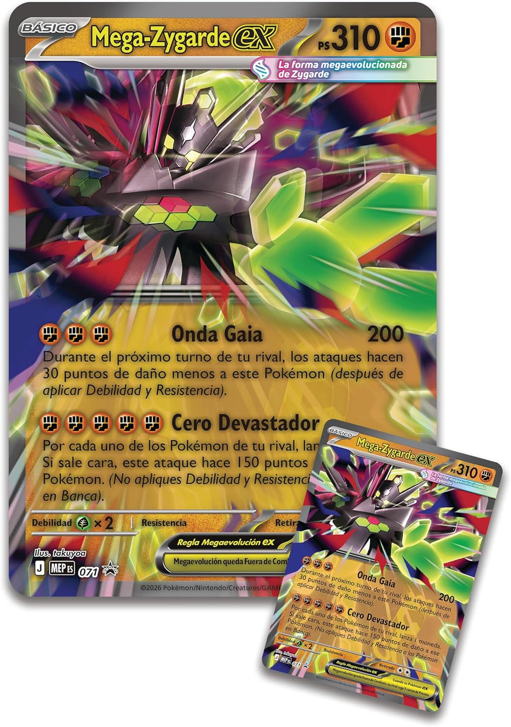 Colección prémium Mega-Zygarde ex (1 Carta de promoción, 1 Carta de Gran tamaño con Efecto 3D, 1 Pegatina Especial y 8 Sobres de Mejora)