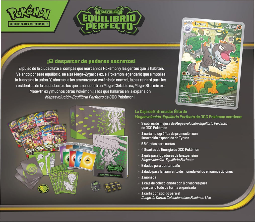 Caja de Entrenador Élite de Megaevolución-Equilibrio JCC Pokémon (1 Carta de promoción con ilustración expandida, 9 Sobres de Mejora y Accesorios prémium)