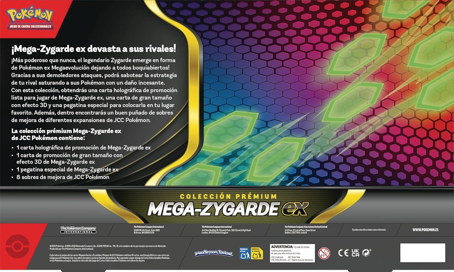 Colección prémium Mega-Zygarde ex (1 Carta de promoción, 1 Carta de Gran tamaño con Efecto 3D, 1 Pegatina Especial y 8 Sobres de Mejora)