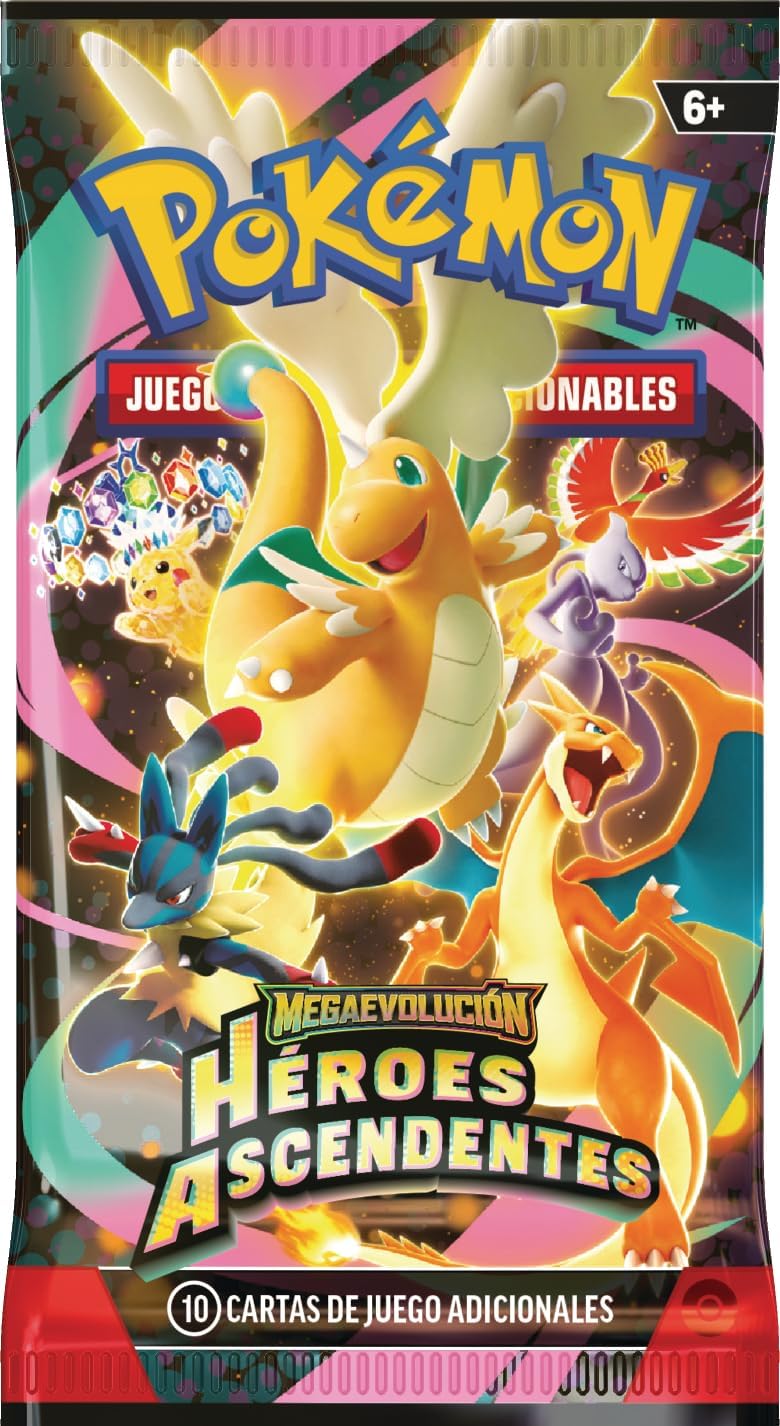 Colección con Pegatinas Especiales de Megaevolución-Héroes Ascendentes (1 Carta holográfica de promoción y 3 Sobres de Mejora) Pokemon español